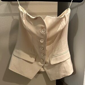 Women's strapless Cream Button-Front vest top